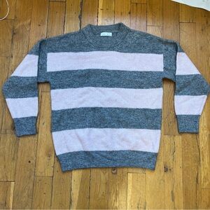 Gray and Pink Striped Sweater